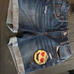 Kids jean shorts  Mudd sequin emoji 10